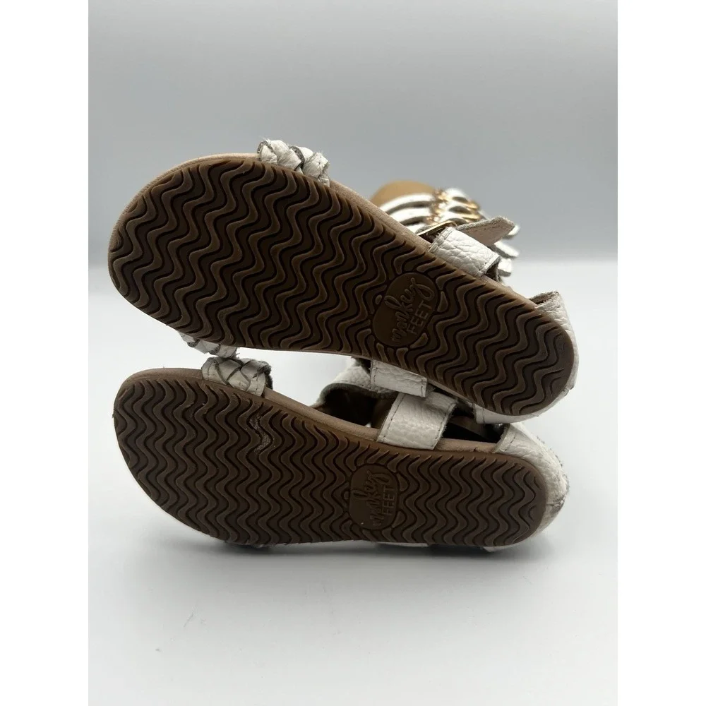 Monkey Feet Girls Gladiator Sandals White Adjustable Buckle Size 12-18 Months